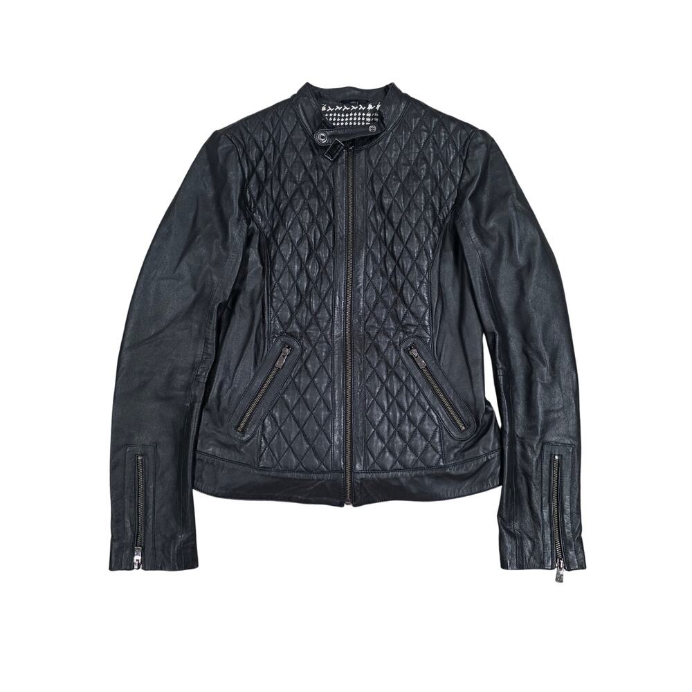 Bod & Christensen Jade Moto Style Leather Jacket Black Size S